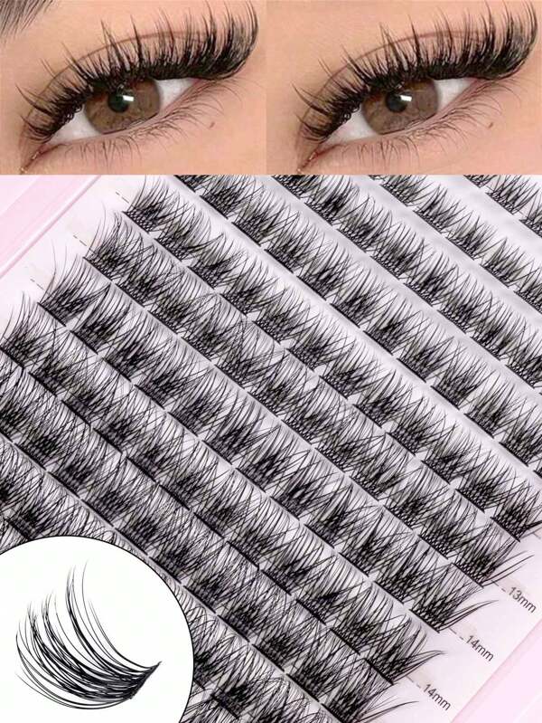 144pcs Cluster Lashes 9-16mm Wispy Individual Lashes Natural Look Lashes Fluffy Cluster Lashes DIY Eyelash Extension