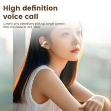 Lenovo Auriculares inalámbricos Bluetooth Lenovo TA410 TWS tipo clip para la oreja, Bluetooth 5.4, control táctil, larga duración de la batería, con micrófono de reducción de ruido, auriculares para música, oficina, deportes y juegos