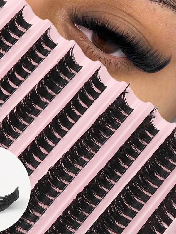 LIMEIKAI 200 Pieces Of Eyelash Extension Kit - D Curly 80D Thick Fake Eyelashes, Suitable For Beginners, Reusable Cluster Eyelashes, Creating A Natural To Dense Makeup Look
