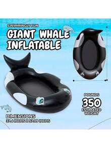 Flatable Relaxing Pool Float Heavy Duty Water Floating Mat Adult Mesh Hammock Portable Design,Adult Inflatable Whale Pool Float Rings, Pool Float Rings And Pool Parties, Beach Essentials, Beach Accessories - Multicolor - View 4