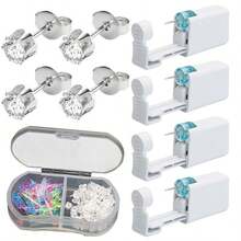 5pcs Ear Piercing Kit With Plastic Earrings For Ear Infection,Disposable Ear Piercing Gun Built-In Earrings Stud