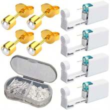 5pcs Ear Piercing Kit With Plastic Earrings For Ear Infection,Disposable Ear Piercing Gun Built-In Earrings Stud
