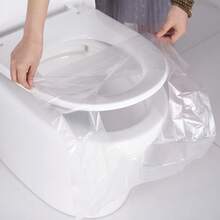 50 Disposable Toilet Seat Protectors Plastic Private Sheet Bowl Liner Public Bathroom Kit - 無色 - 查看 3