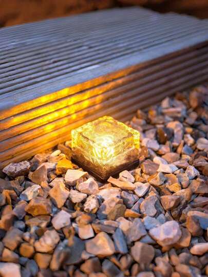 Epicgadget Solar Ice Cube Shaped Garden Lights, Warm Color Outdoor Solar Garden Decor Lights Suitable For Paths, Backyards, Christmas Decor, Parties, Waterproof For Outdoor Steps, Patios, Courtyards, Lawns