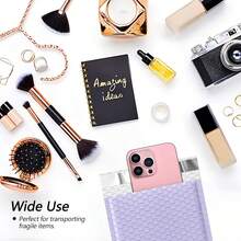 10 件浅紫色气泡邮件袋、加垫气泡信封、防水信封、气泡包装邮寄广告、多用途包装袋、防水加垫自封缓冲邮件袋、加垫不透明运输用品，适用于珠宝化妆品、运输、邮寄、家居、圣诞节和万圣节礼品包装袋、圣诞节母亲节毕业典礼 - 彩色 - 查看 10