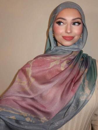1PC Women's Scarf Bohemian Watercolor, Marble, Water Ripple, Tie Dye Printed Hijab Scarf, Suitable For Daily Wear For Dress