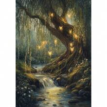 1 pieza Póster de arte de pared con opción de marco, póster de lienzo de pintura de setas botánicas de otoño, sendero de cascada del bosque de otoño de hadas de academia oscura para decoración del hogar en la sala de estar