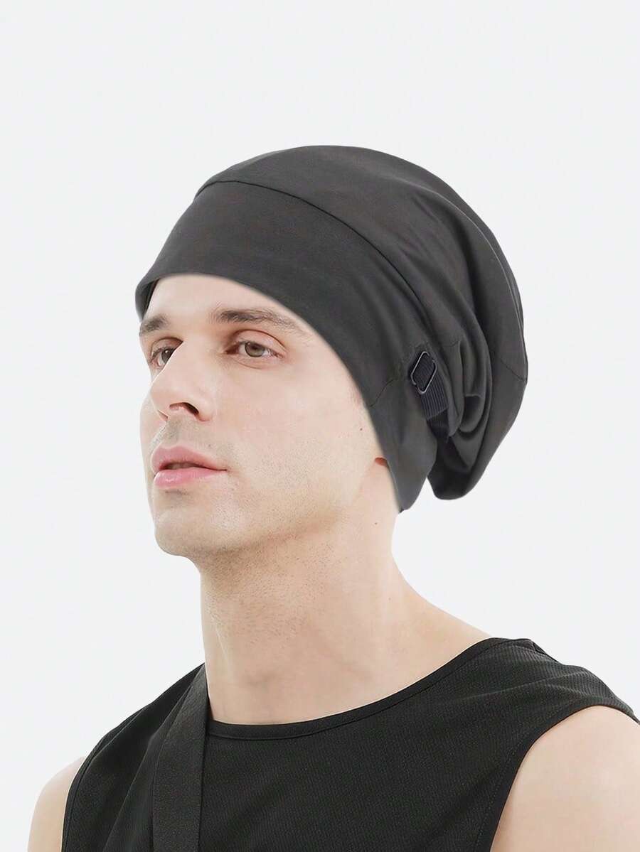 1 件男士可调节莫代尔双层无檐便帽，柔软休闲宽松帽，纯色头饰，适合春秋季、户外运动、所有季节