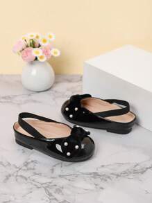 女童时尚公主鞋，新款甜美蝴蝶结一脚蹬凉鞋，适合春夏秋季，休闲，旅行，平底沙滩凉鞋