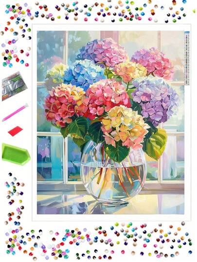 成人 - 花瓶 5D 钻石艺术套装 全钻钻石画 含钻石 宝石艺术和工艺品 家居装饰 12x16 英寸
