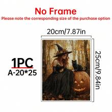 1 bức tranh tường vải canvas phù thủy Halloween quyến rũ cảnh rừng mùa thu với mèo đen và đèn lồng bí ngô, đồ trang trí theo mùa ma quái, đồ trang trí nhà cửa, thẩm mỹ trang trí phòng, tranh tường vải canvas, khung tùy chọn áp phích phòng, đồ trang trí phòng ngủ - 1 cái - Xem 16