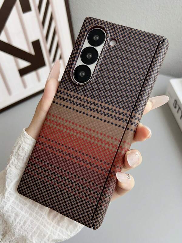 1 pieza Funda de lujo para Samsung Galaxy Z Fold 6 con fibra de carbono Kevlar, diseño de cielo estrellado de la galaxia, súper delgada con recubrimiento parcial, compatible con carga inalámbrica, adecuada también para Galaxy Z Fold 5