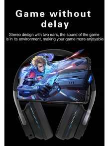 Casques d'écoute de jeu sans fil avec son surround 9D, lumières colorées, basses puissantes, réduction de bruit et microphone HD
