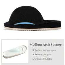 JNHGComwarm Women's Cross Band Fuzzy Slippers Fluffy Open Toe House Slippers Cozy Plush Bedroom Shoes Indoor Outdoor - 黑色 - 查看 5