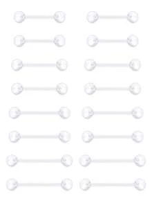 TOKRING 8 Pairs/Set Casual 14G Transparent Bioflex Flexible Acrylic Straight Bar Tongue Rings/Nipple Rings/Piercing Retainers 12mm 14mm 16mm 19mm, Transparent Plastic Tongue Rings/Industrial Earrings/Pregnancy Belly Button Rings Bioflex Flexible Acrylic Straight Bar Piercing Jewelry Retainers, Suitable For Work And Sports - Straight Tongue Ring - View 13