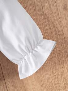 Áo sơ mi cổ tròn xếp ly tay đèn lồng cổ điển cho bé gái, áo cánh dài tay màu trắng phong cách cổ điển phù hợp cho trường học, tiệc tùng, biểu diễn và những dịp trang trọng - trắng - Xem 8