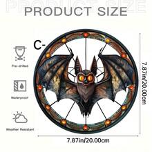 1 Pieza de Atrapasol de Acrílico con Estilo de Vitral de Murciélago y Calabaza Góticos - Decoración Vibrante de Halloween para el Hogar, Bar o Jardín, Ideas de Regalo Perfectas, Decoraciones de Halloween