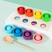 Nuovo prodotto lanciato: giocattolo Montessori per l'educazione precoce del bambino, con molletta a sfera, corrispondenza cromatica a molletta, gioco educativo per bambini con puzzle di classificazione cromatica, esercizio di movimenti fini delle mani del bambino, coordinazione mano-occhio, puzzle in legno, interazione genitore-figlio