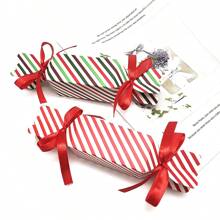 1/10/30/50/100 Pcs Christmas Candy Boxes With Ribbons, Red & White Striped Paper Gift Boxes For Candy, Chocolates, Party Favors, Xmas, Weddings & Party Decor, Christmas Room Decor Home Decor Christmas Decor Home Mystery Box Misteriosa Blind Box Halloween Candy Box Trick Or Treat Christmas Decorations
