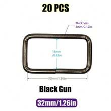 20 chiếc/gói 10-38mm Vòng khóa hình chữ nhật bằng kim loại Vòng khóa trượt cho thắt lưng, dây đeo ba lô, túi xách, vòng cổ thú cưng, phụ kiện tự làm - Nhiều màu - Xem 9