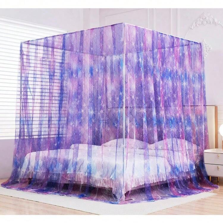 Local Delivery Canopy Bed Curtains Queen Size, Royal Luxurious Cozy Bed Drapes For Girls Room Decor (Ivory, Queen) - 紫色漸層色 - 查看 2