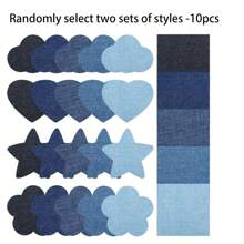 New Irregular Denim Ironing Patch,5 Colors (Blue) Clothing Patches,Heart,Square,Star,Flower And Cloud Patterns,Used For Repairing Clothes And Clothing Decoration,Strong Adhesive,Durable Fabric,Easy To Stick,Suitable For Clothes,Jeans,Jackets,Bags,Hats,Home Decoration