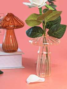 1 Dopamine-Colored Mushroom Glass Vase, Suitable For Green Plant Flower Arrangement, Home Decoration Vase, Wedding Flower Arrangement Vase, Table Decoration