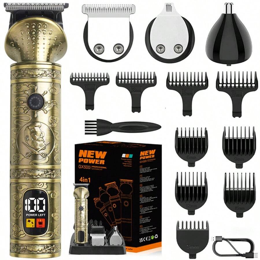 Exquisite Men's Electric Hair Clipper, USB Charging, Battery Level Display, Sharp And Precise Cutting Cordless Beauty Set, The Best Choice For Beauty Sets, Father's Day, The Perfect Gift For Him