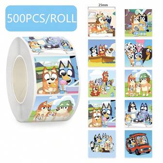  500PCS/Roll Cute Bluey Graffiti Stickers Cartoon Waterproof Decals DIY Decoration Funny Notebook Phone Suitcase Laptop Fridge Bike Kawaii Gifts