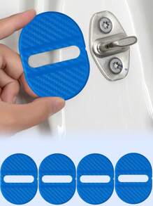 4Pcs Carbon Fiber Textured Anti-Rust Door Lock Cover – Universal Shock-Absorbing And Noise-Reducing Buffer Pad For Door Locks, Rainproof And Moisture-Proof