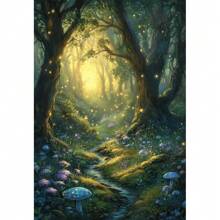 1 pieza Póster de arte de pared con opción de marco, póster de lienzo de pintura de setas botánicas de otoño, sendero de cascada del bosque de otoño de hadas de academia oscura para decoración del hogar en la sala de estar