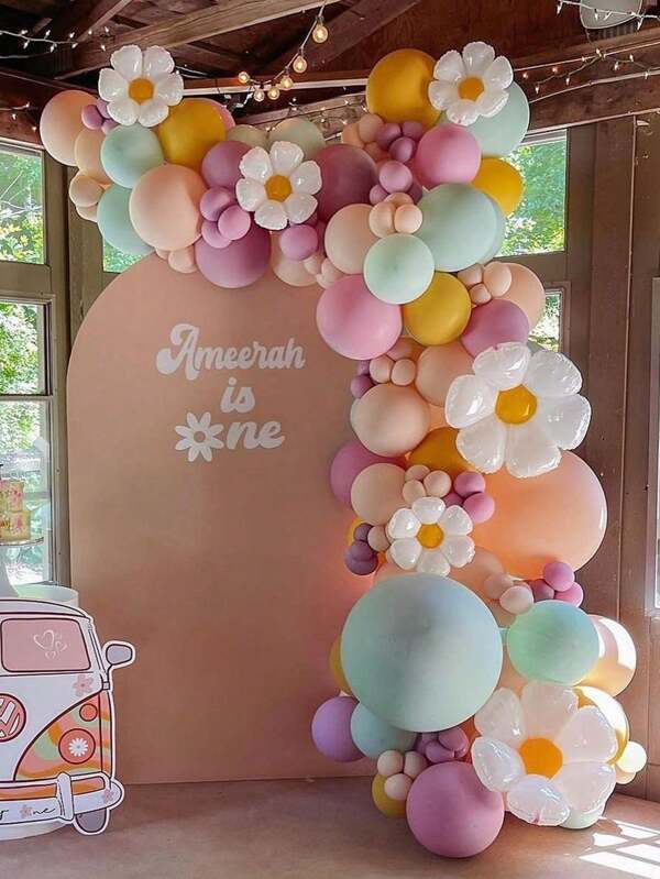 Kit de 128 globos de látex pastel para guirnalda, incluye globos con forma de margarita para arco decorativo - Decoración para fiesta de cumpleaños, boda, o bautizo