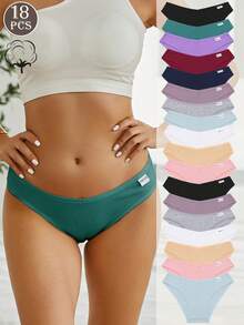 18 Pieces Ladies' Cotton Threaded Comfortable Breathable Hipster Triangle Pants - Multicolor - View 1