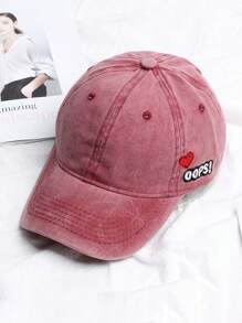 1pc Vintage Washed Sun-Proof Unisex Heart Embroidery Baseball Cap, Suitable For Couples Vacation Outfit