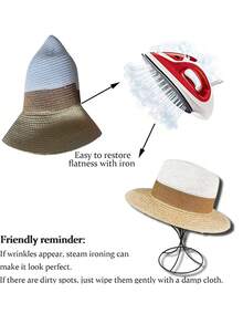 1pc Women's Summer Straw Panama Hat, Wide Brim Sun Protection Vacation Beach Cap, Suitable For Evening Party, Outdoor Sun Shading - Solid Color - View 11