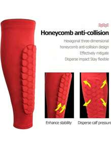 1 pièce Protège-tibia de football, manchon de compression pour le mollet unisexe avec coussin en nid d'abeille, convient pour l'entraînement des tibias, le baseball, la boxe, les arts martiaux mixtes et le VTT, léger