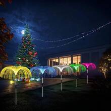 2 confezioni di luci da giardino a LED a energia solare con meduse, 78cm, luci multicolore che cambiano automaticamente, lampade a meduse solari a 7 colori con disegno traforato, 2 modalità di illuminazione, decorazione solare da giardino per cortile, prato, sentiero, luci solari per esterni impermeabili per decorazione notturna del paesaggio