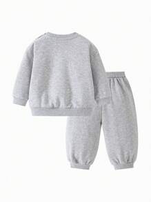 mini bala Dumbo Collaboration Kids Set, Soft Long Sleeve Top + Pants, Autumn Outfit - Dark Gray - View 5