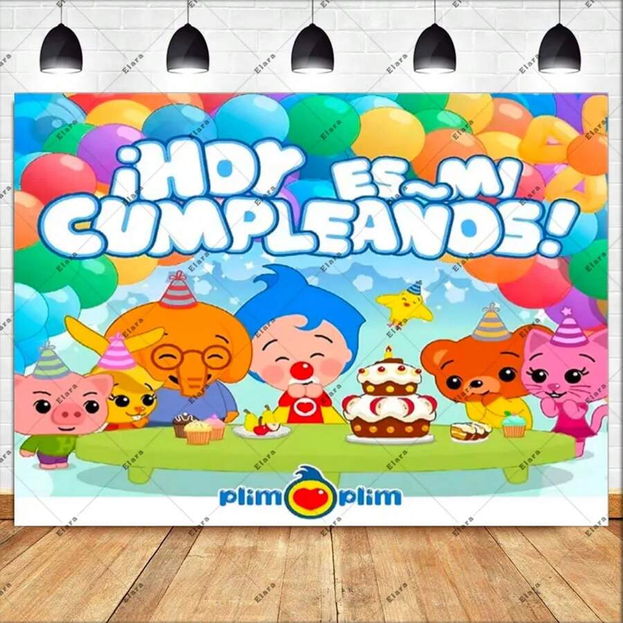 Cartoon Plim Children's 1st  Party Decoration Baby Shower Cute Pig Rainbow Custom Vinyl Background Banner Photo (Multiple Styles)