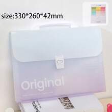 1pc 12-Grid Ombre Color Handle A4 Accordion File Bag, High-Quality School Student Document Organizer Folder,For School Supplies,Back To School