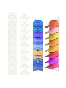 Baseball Cap Storage Rack, Strong Adhesive, Wall-Mounted Hat Rack, Multi-Layer Hat Storage Display Rack - Multicolor - View 5