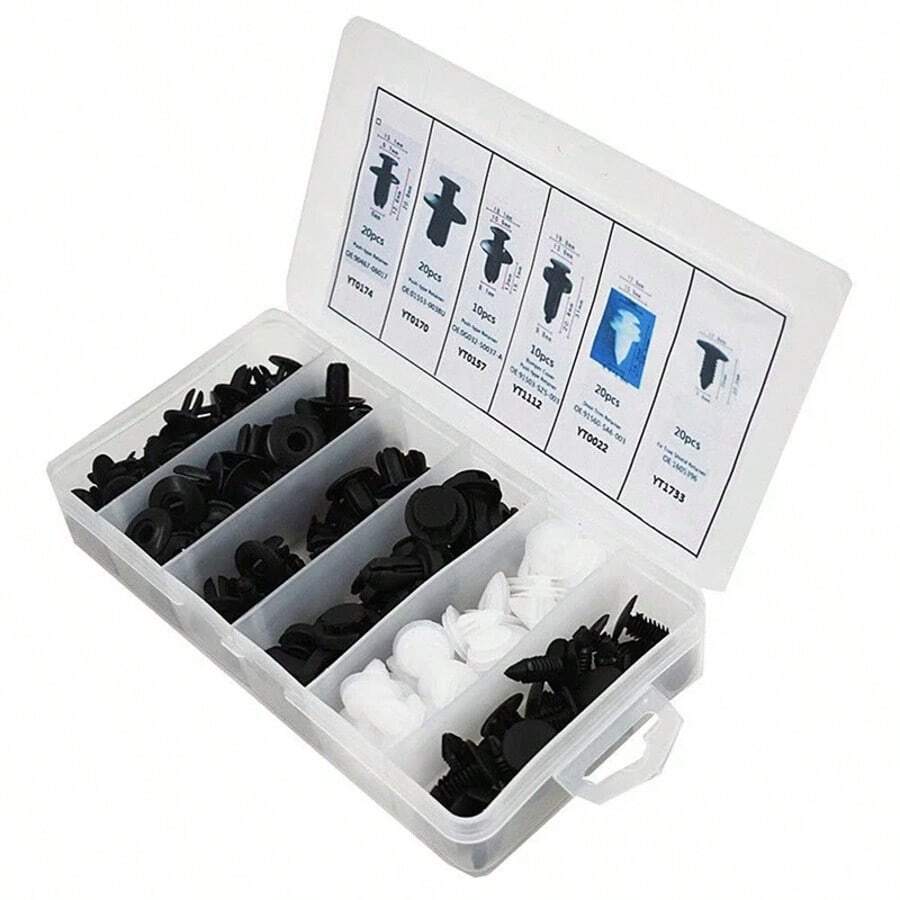 50pcs/100pcs OPP Bag Mixed Pack 6 Types Universal Car Plastic Clips, Fasteners, Expansion Screws, Bumper Clips