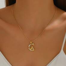 时尚简约治愈系喵王守护星月吊坠项链女生百搭可爱项圈
