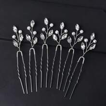 6 buc/set agrafe elegante din sticlă cu decor floral, accesorii de păr pentru mireasă și nuntă, pentru toate anotimpurile
