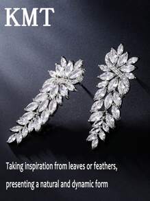 KMT 2 piezas Pendientes elegantes de envolver alrededor de la oreja con cúbicos de zirconia engastados en cobre para mujer, aptos para uso en bodas y como regalo