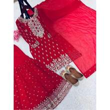 Festive Special Red Gharara Suit Set - Red - View 3