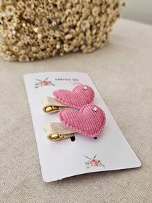 Baby Heart Bow Clip In 100% Corduroy Covered With Non-Slip Rubber - 粉色 - 查看 5