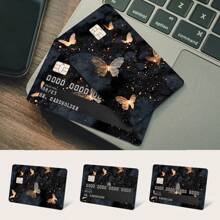 SUPSTICKER 4 piezas Pegatinas para tarjetas de crédito con diseño de elementos de mariposa, diseño ultradelgado de doble cara, material de PVC de alta calidad resistente al agua y a los arañazos, duradero, sin burbujas, fácil de pelar y pegar sin dejar residuos, ideal para viajes y uso diario, 5.39*18.6 pulgadas