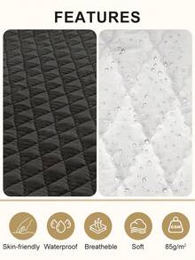 1pc Fitted Sheet, Bedding, Mattress Protector, Bed Cover, Diamond Check Fitted Sheet, Room Decor, Cozy Home Textile, Breathable And Anti-Pilling Mattress Protector, Fall Decor, Halloween Decor, Solid Color Diamond Bed Cover, Bedroom Decoration, Decorative Bed Spread Bed Cover For Bedroom Dorm, Fits For All Size Beds-Twin, Full, Queen, King, Suitable For All Seasons, Halloween Gift, Machine Washable, Pillow And Pillowcase Not Included - màu đen - Xem 5
