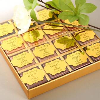 50 Pcs Mirror Gold Custom Wedding Chocolate Sticker Labels, Chocolate Party Favor Sticker Labels, Label Anniversary Chocolate Sticker Labels, Engagement Gift Sticker Labels, Nikah Gift Sticker Labels, Wedding Gift Sticker Labels